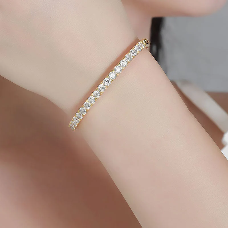 Easy To Match Sterling Silver 4MM Moissanite Eternity Bangle Bracelet - Image 8