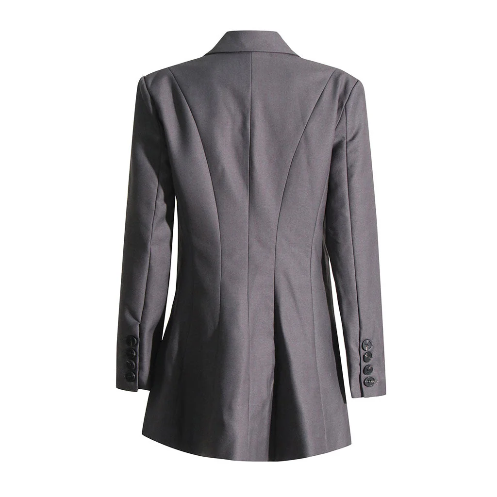 Edge Big Bow Detail Lapel Collar Shoulder Pad Long Sleeve Single Breasted Blazer - Image 3