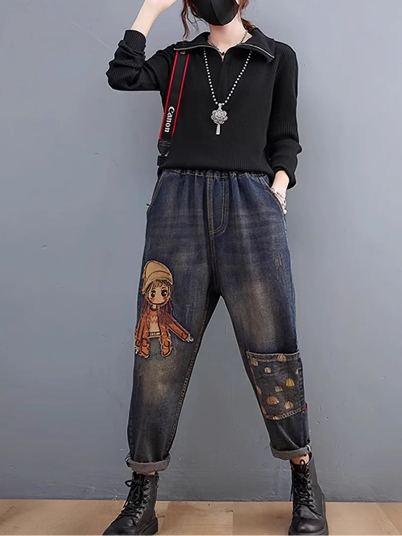 Effortlessly Stylish Cartoon Patch Embroidery Bottom - Image 4