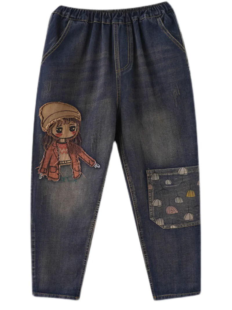 Effortlessly Stylish Cartoon Patch Embroidery Bottom - Image 5