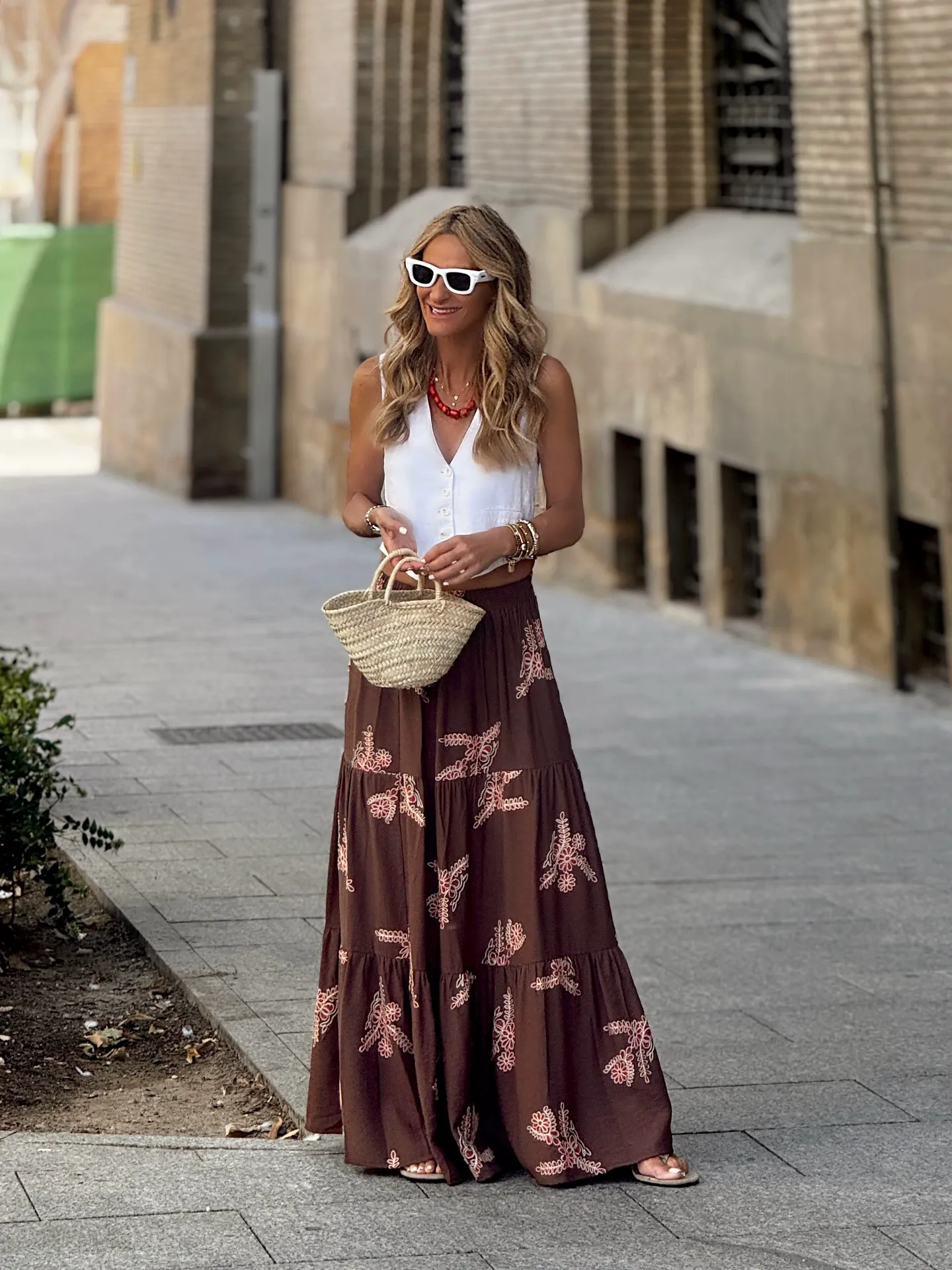 Elastic Waist Printed Full Skirt - Image 3