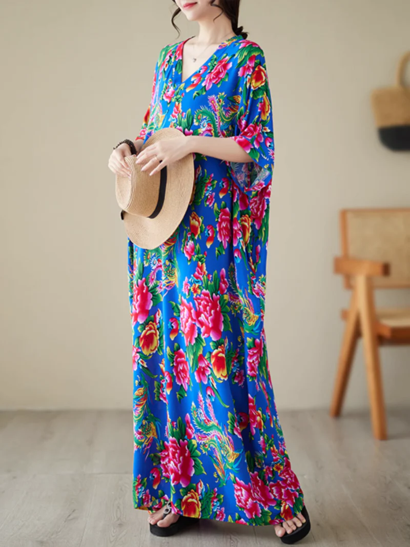 Elegance Cool Flower Kaftan Dress - Image 2