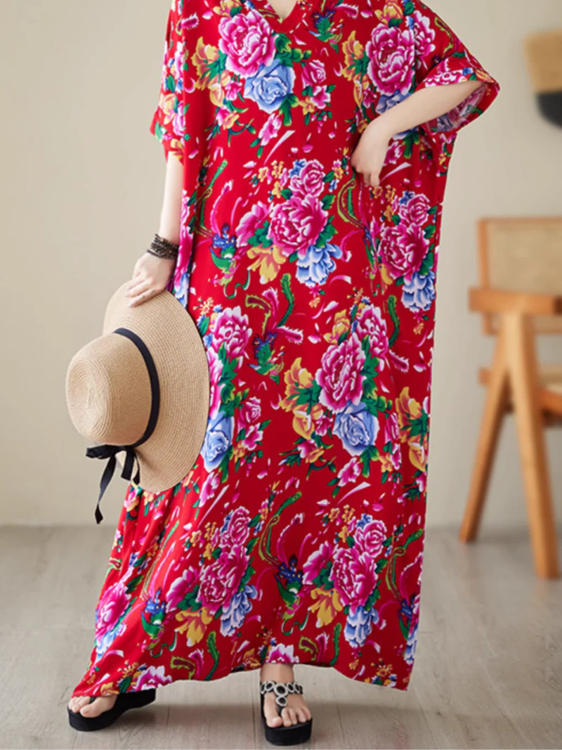 Elegance Cool Flower Kaftan Dress - Image 9