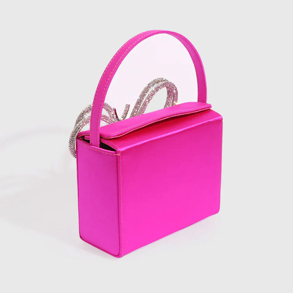 Elegant Butterfly Rhinestone Embellished Box Clutch Bag - Pink - Image 2