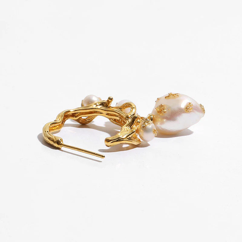 Elegant Gold Plated Pearlized Beaded Stud Earrings - Gold - Image 4
