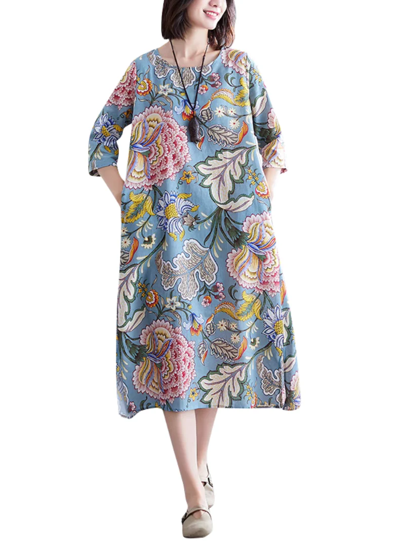 Elegant Grace Printed A-Line Dress - Image 5