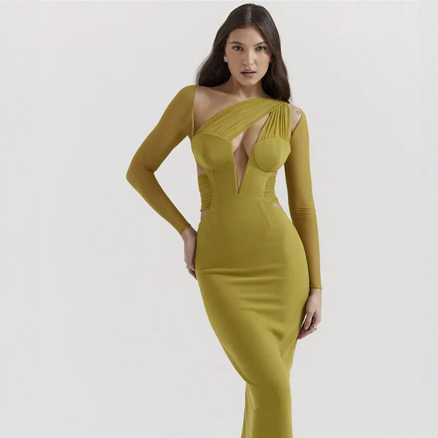 Hollow Out BODYCON Long Sleeve MAXI Dress - Image 11
