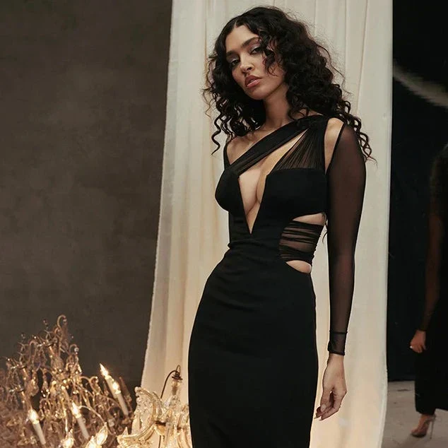 Hollow Out BODYCON Long Sleeve MAXI Dress - Image 6
