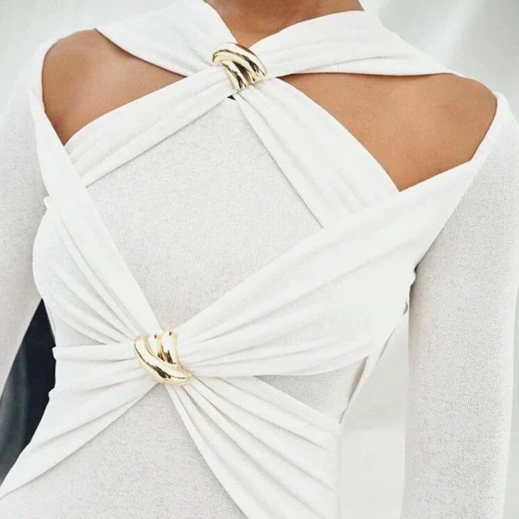 WHITE Long SLEEE MAXI Dress - Image 4