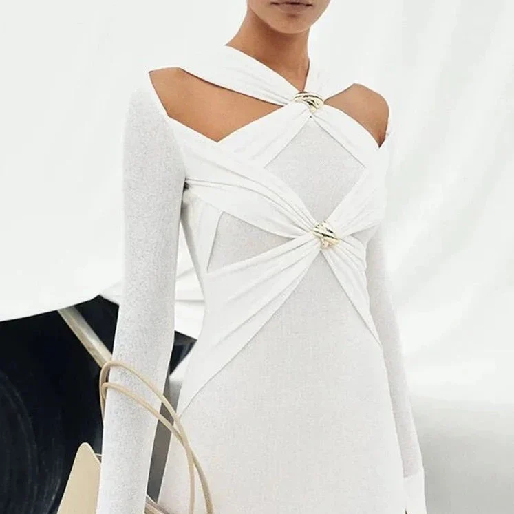 WHITE Long SLEEE MAXI Dress - Image 5