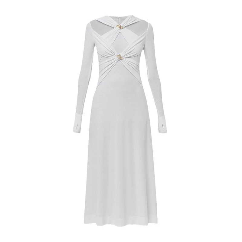 WHITE Long SLEEE MAXI Dress - Image 6