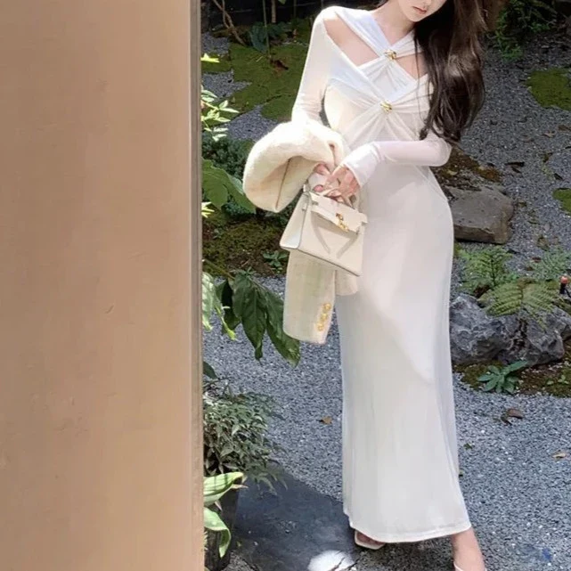 WHITE Long SLEEE MAXI Dress - Image 8