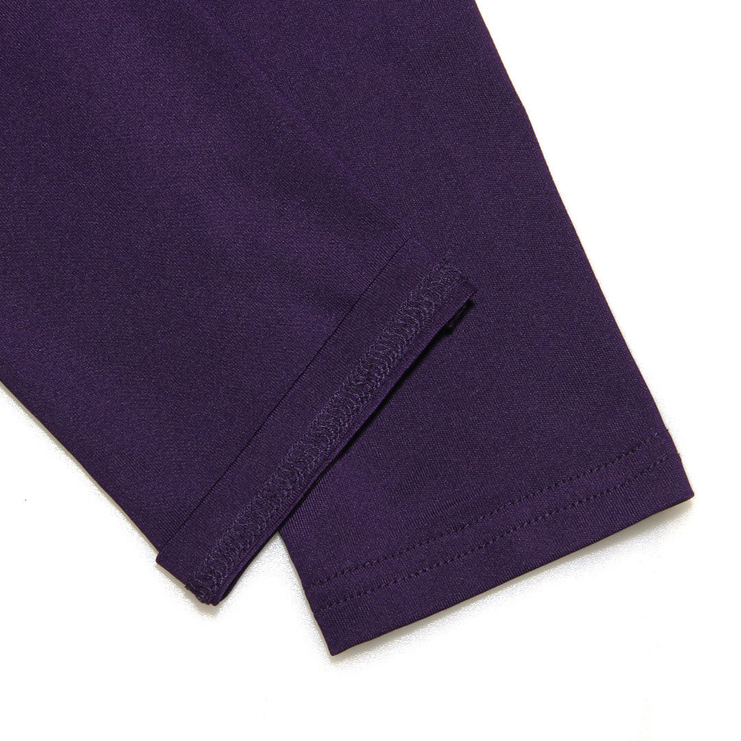 Elegant Solid Color Long Sleeve Backless Bodycon Maxi Dress - Purple - Image 4