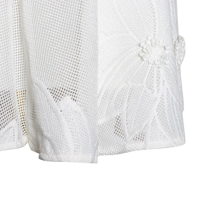 Long Sleeve PATCHWORK WHITE Dress - Image 10