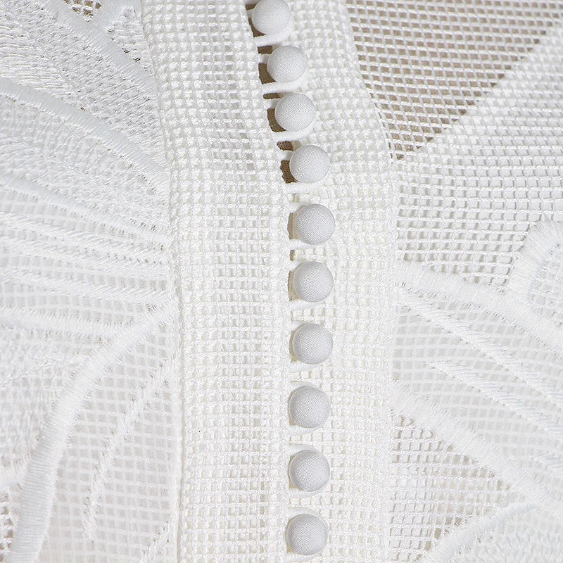 Long Sleeve PATCHWORK WHITE Dress - Image 7