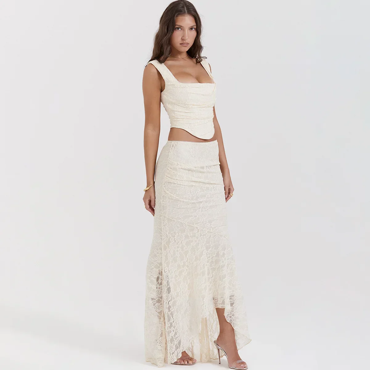 Lace UP CROP TOP and MAXI Skirt SET - Image 3