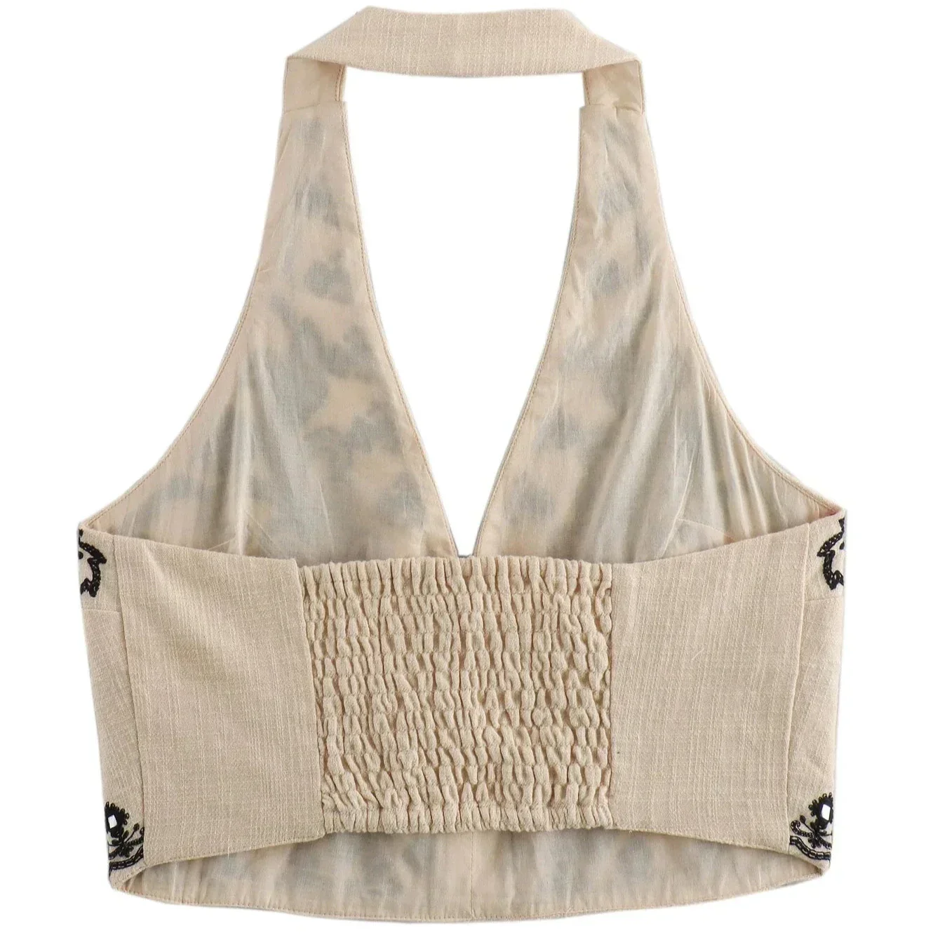 WHITE  EMBROIDERED Mini Skirt and HALTER CROP TOP 2 PEACE SET - Image 10
