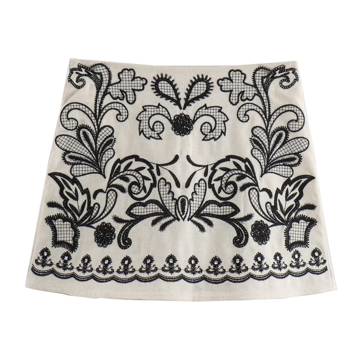 WHITE  EMBROIDERED Mini Skirt and HALTER CROP TOP 2 PEACE SET - Image 11