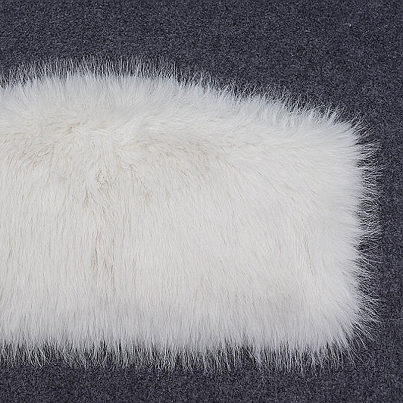 Enchanting Solid Color Zip Up Faux Fur Strapless Crop Top - White - Image 3