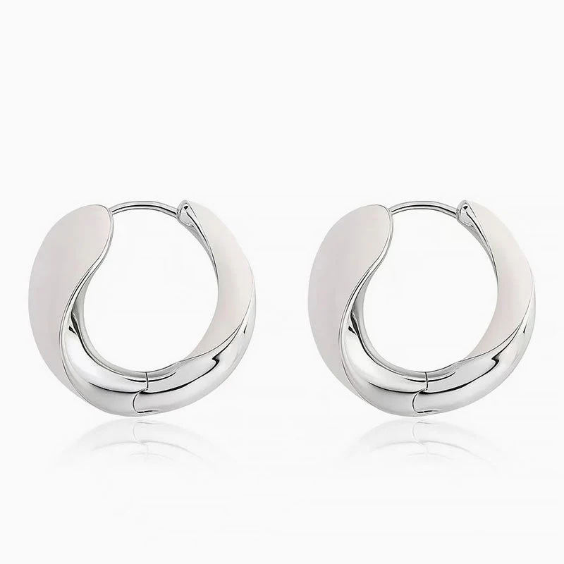 Luxury Metallic Enameled Two Tone Hinged Hoop Earrings - Image 2