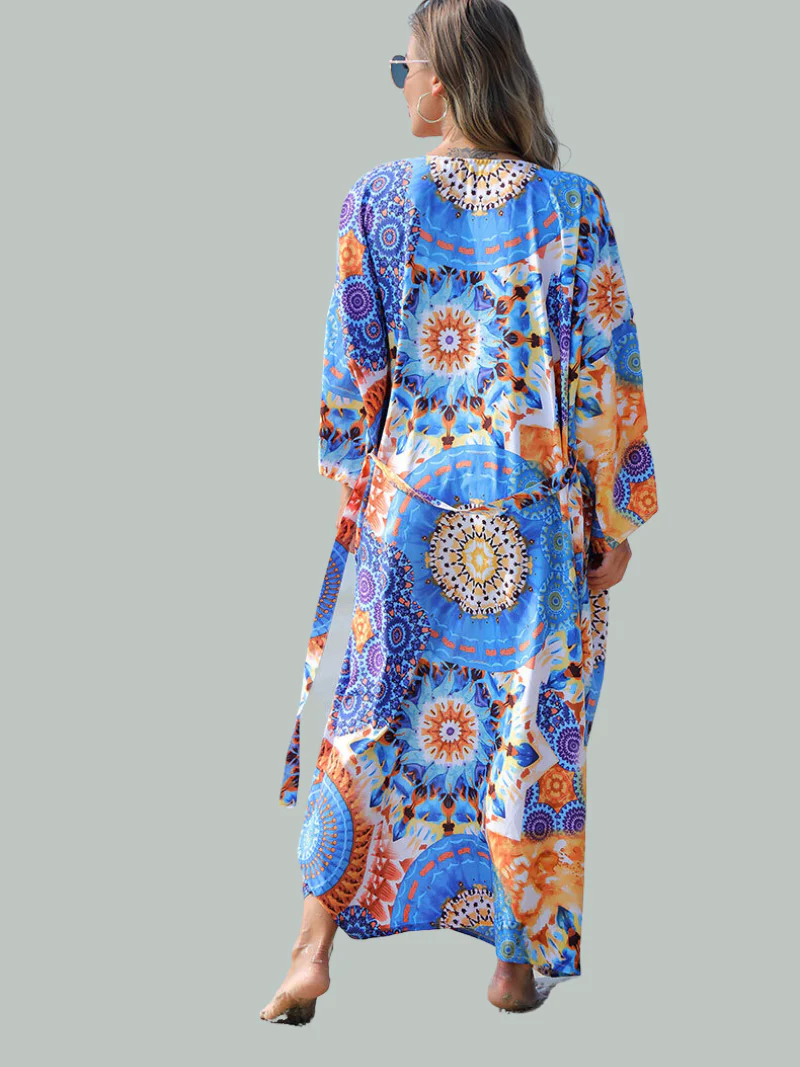 Enlighten Me Blue Polyester Kimono Jacket - Image 3