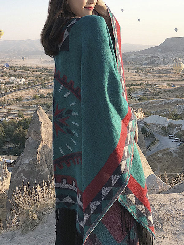 Ethnic Style Front Open Shawl Cardigan - Image 2