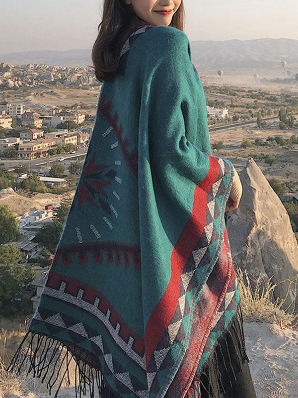 Ethnic Style Front Open Shawl Cardigan - Image 3