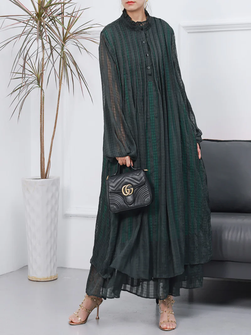 Women  Stylish Long Sleeves Maxi Dress - Image 2