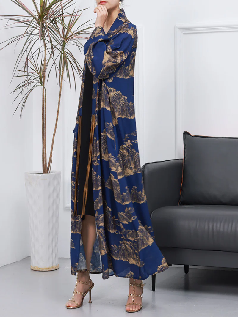 Cardigan Long-sleeved A-Line Front Open kimono - Image 6