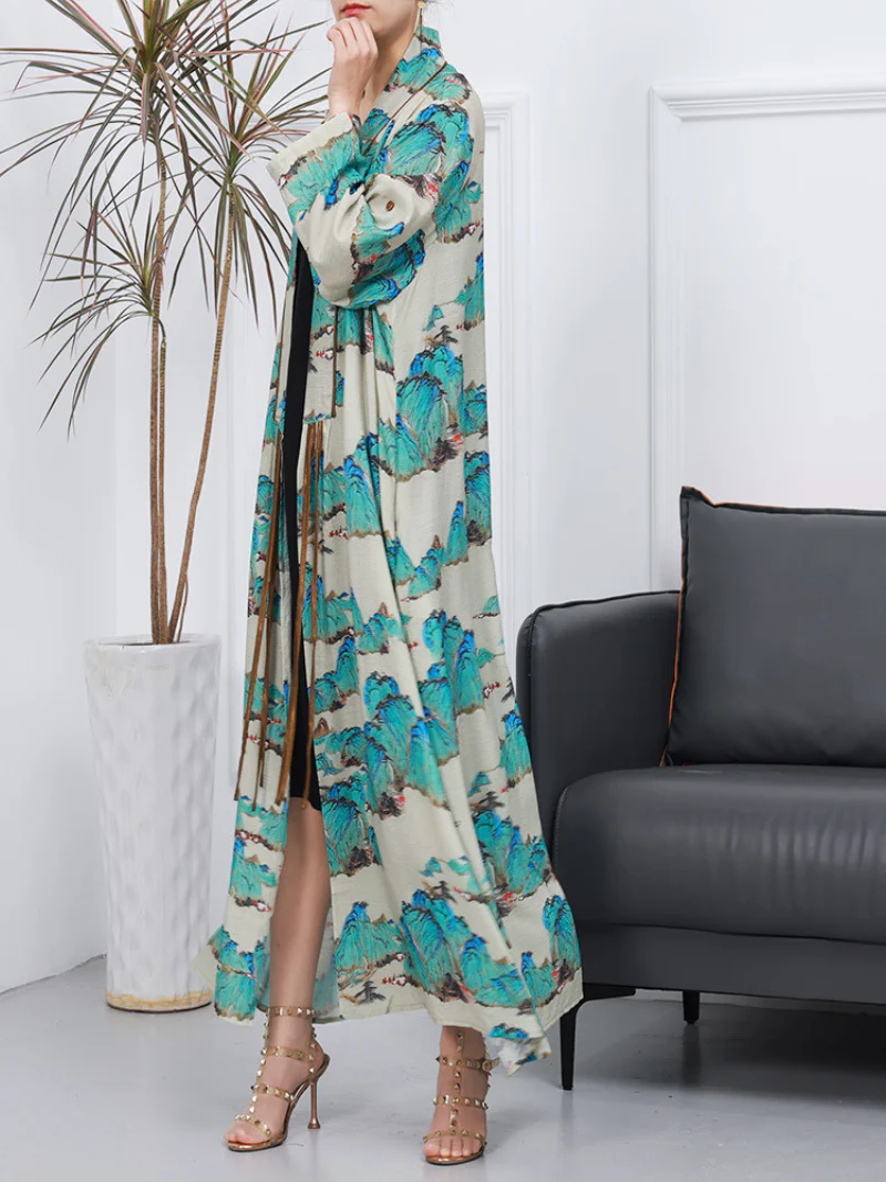 Cardigan Long-sleeved A-Line Front Open kimono - Image 7