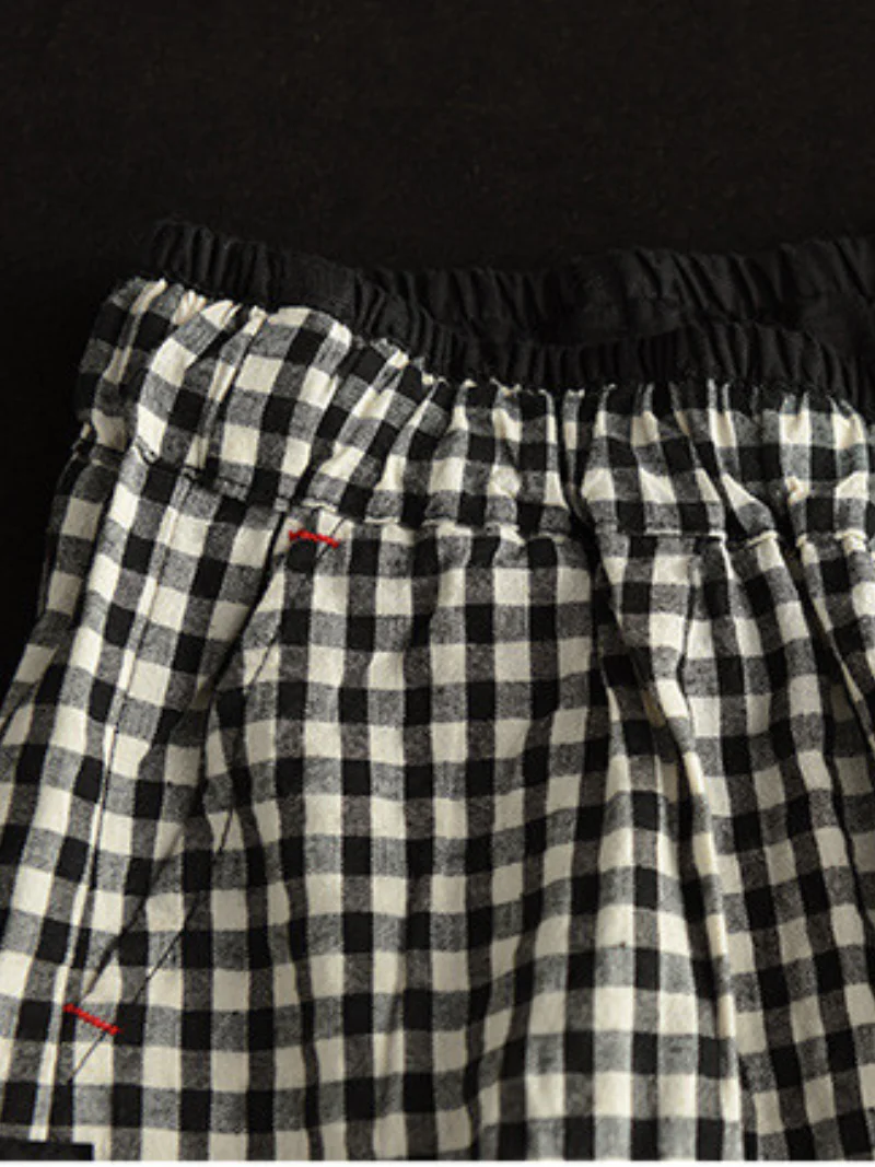 Elastic Waist Plaid Casual Harem Trousers Bottom Pants - Image 7