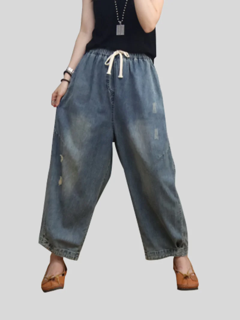 Female Summer Loose Casual Large Size Straight Bottom Pants - Image 3