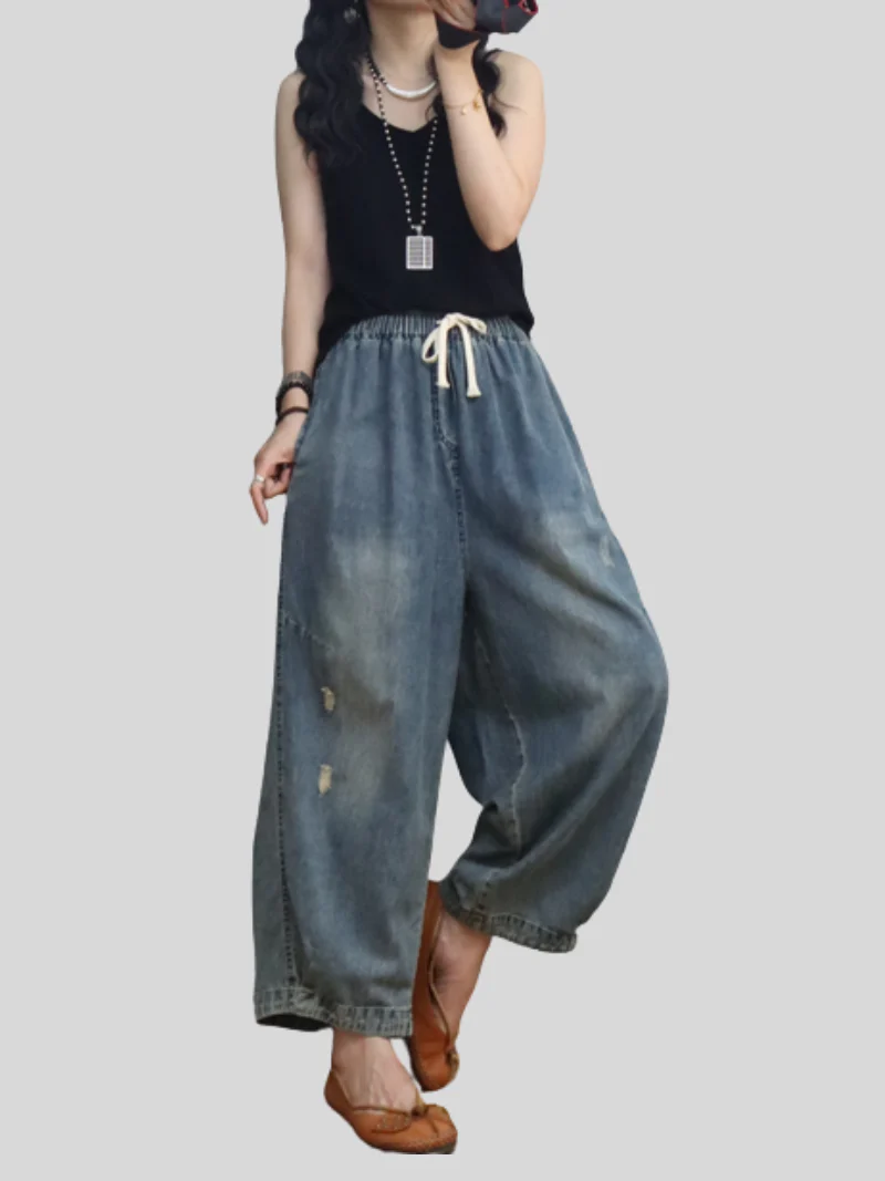 Female Summer Loose Casual Large Size Straight Bottom Pants - Image 5