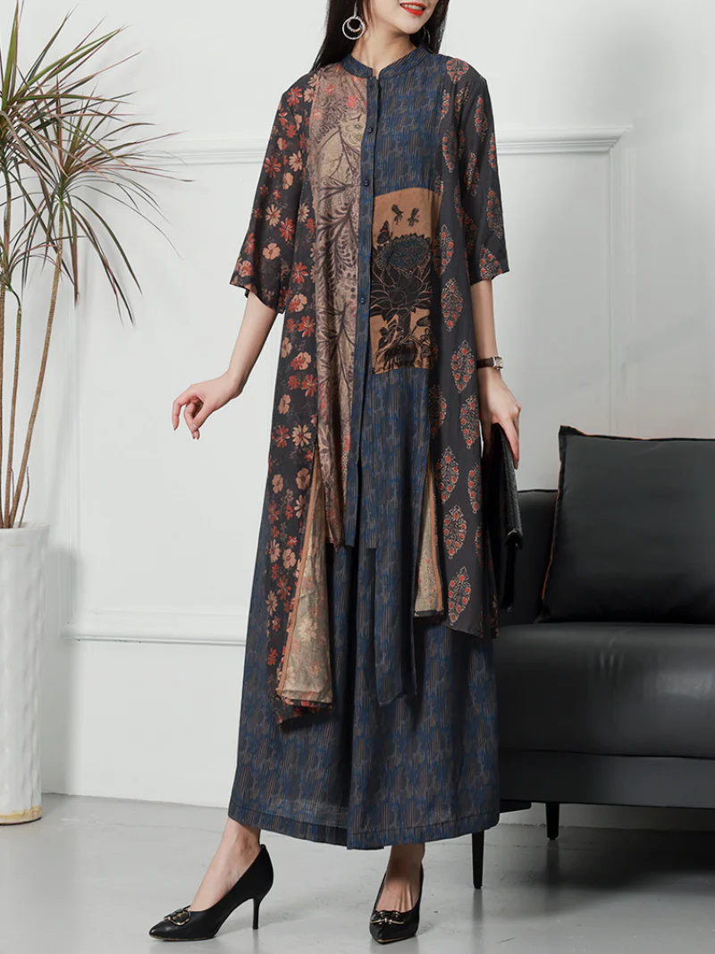 Amazing Loose Button Down Printed A-Line Dress - Image 5