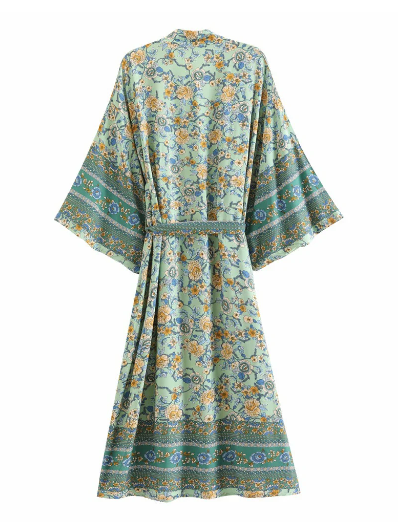 V-Neck Cotton Boheniam Style Kimono Jacket - Image 2