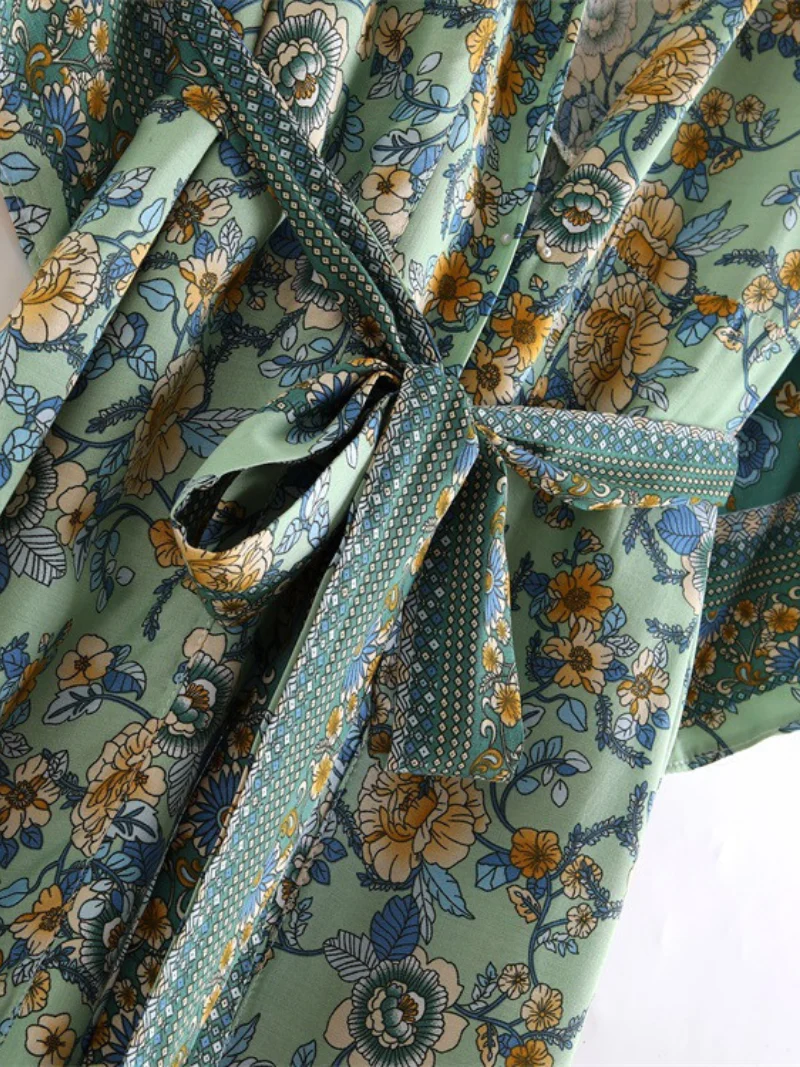 V-Neck Cotton Boheniam Style Kimono Jacket - Image 5
