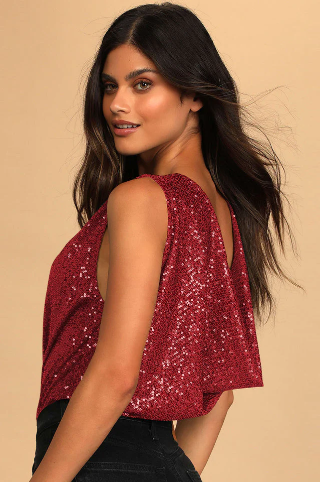 Evening Of Wonder Sequin Cowl Back Bodysuit - Image 6