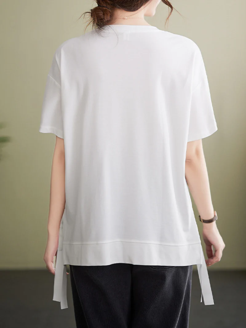 Ever-Pretty Round Neck Short Sleeve Loose Tops - Image 3
