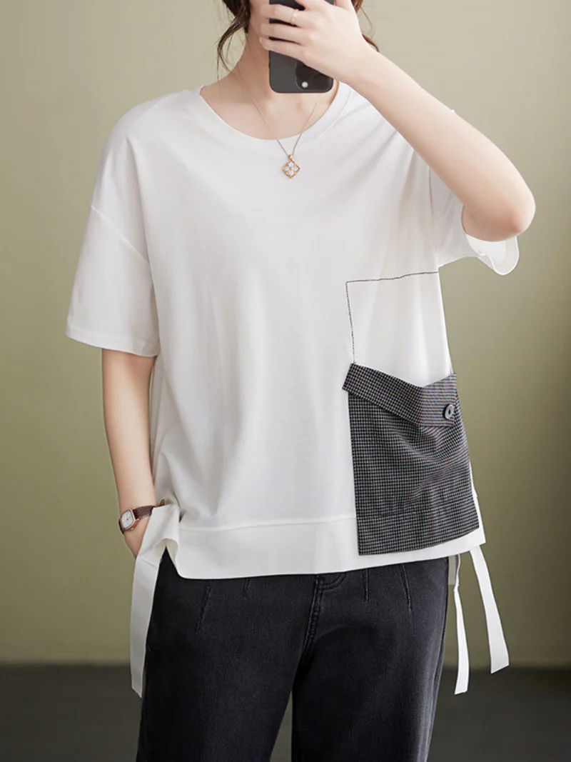 Ever-Pretty Round Neck Short Sleeve Loose Tops - Image 4