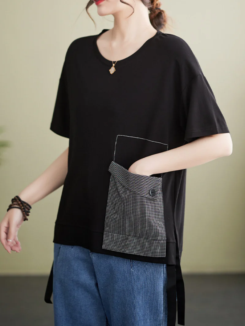 Ever-Pretty Round Neck Short Sleeve Loose Tops - Image 5