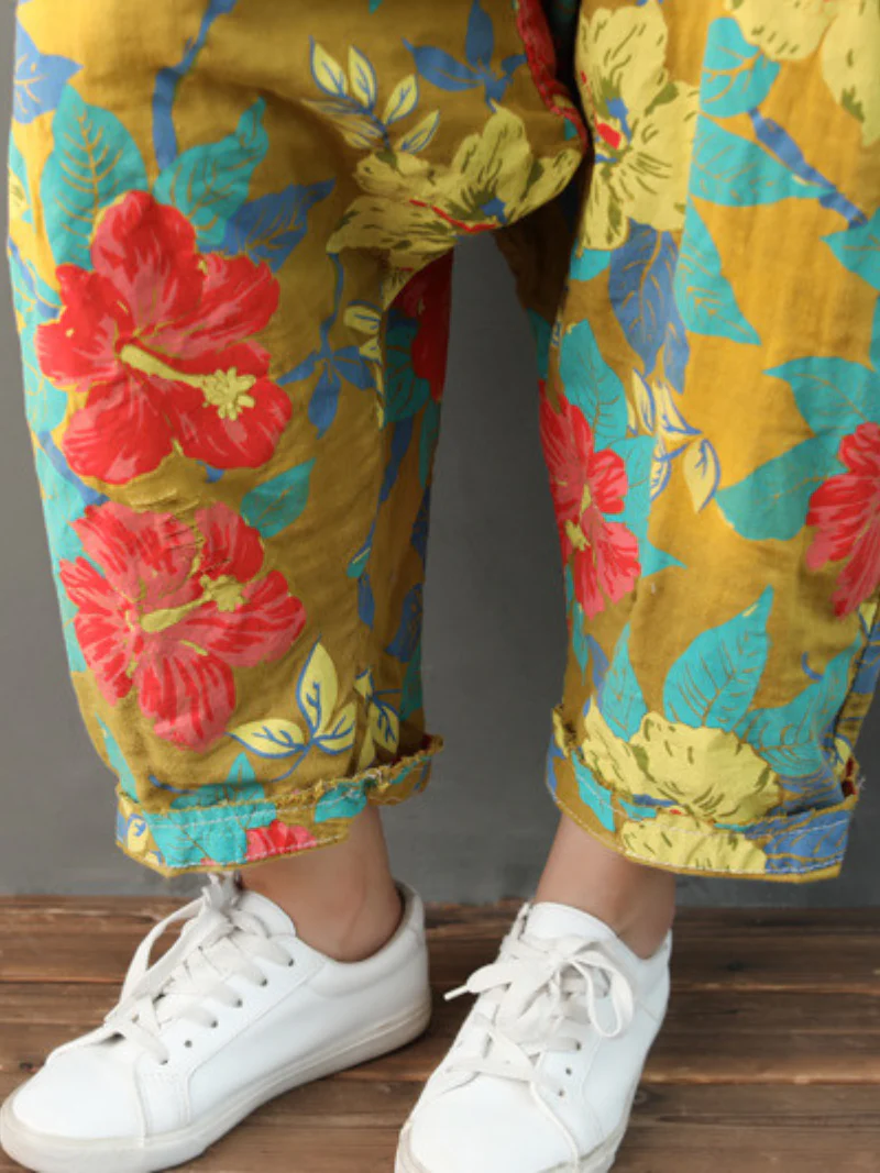 Everyday Wear Casual Flowers Bibs Overalls - Image 7
