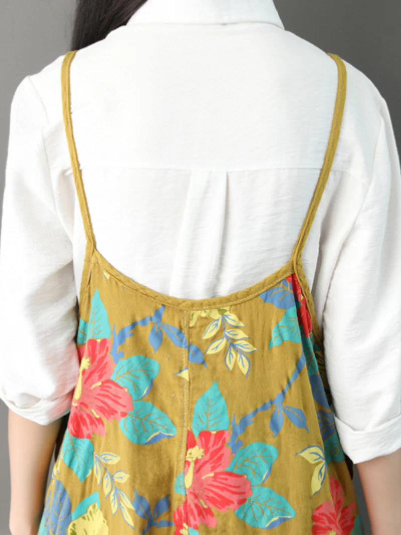 Everyday Wear Casual Flowers Bibs Overalls - Image 8