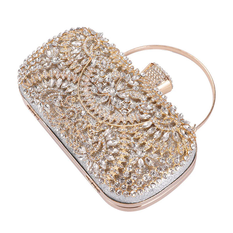 Eye-Catching Rhinestone Embellished Rectangle Evening Clutch Bag - Silver - Image 4