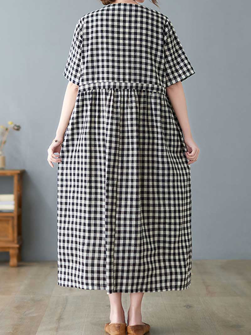 Feel Ambitious Plaid Cotton Smock Dress - Image 2