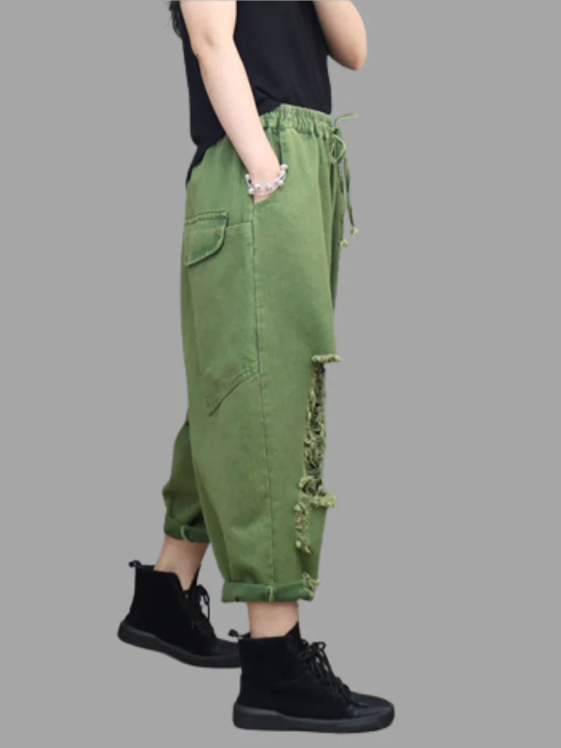 Feel The Love Denim Natural Waist Baggy Pants - Image 2