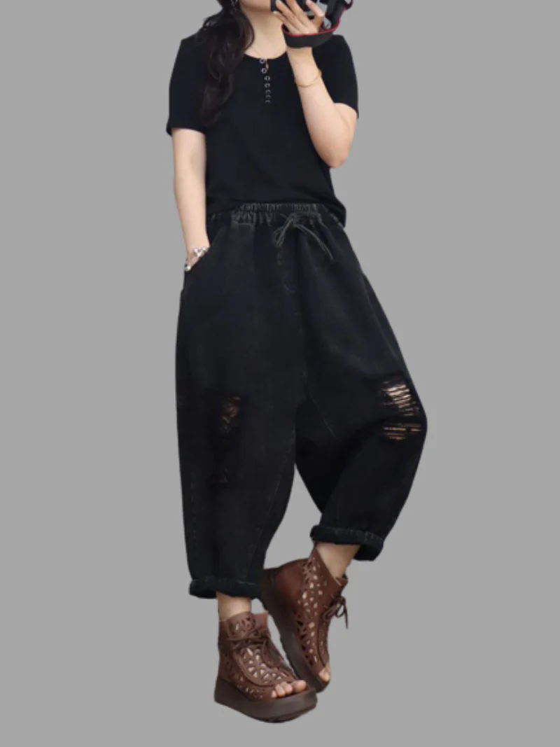 Feel The Love Denim Natural Waist Baggy Pants - Image 5