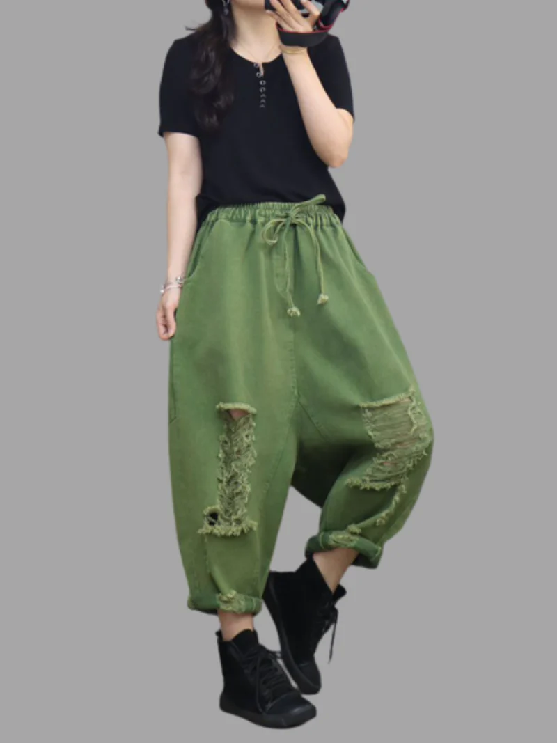 Feel The Love Denim Natural Waist Baggy Pants - Image 8