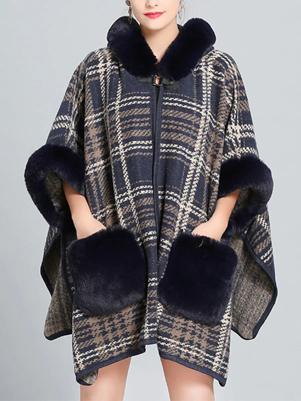 Feeling Fluffery Plaid Print Plus Size Cape Cardigan - Image 10