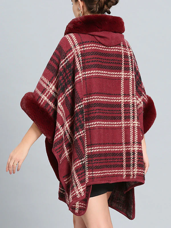 Feeling Fluffery Plaid Print Plus Size Cape Cardigan - Image 11