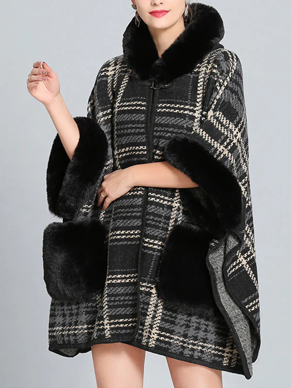 Feeling Fluffery Plaid Print Plus Size Cape Cardigan - Image 5